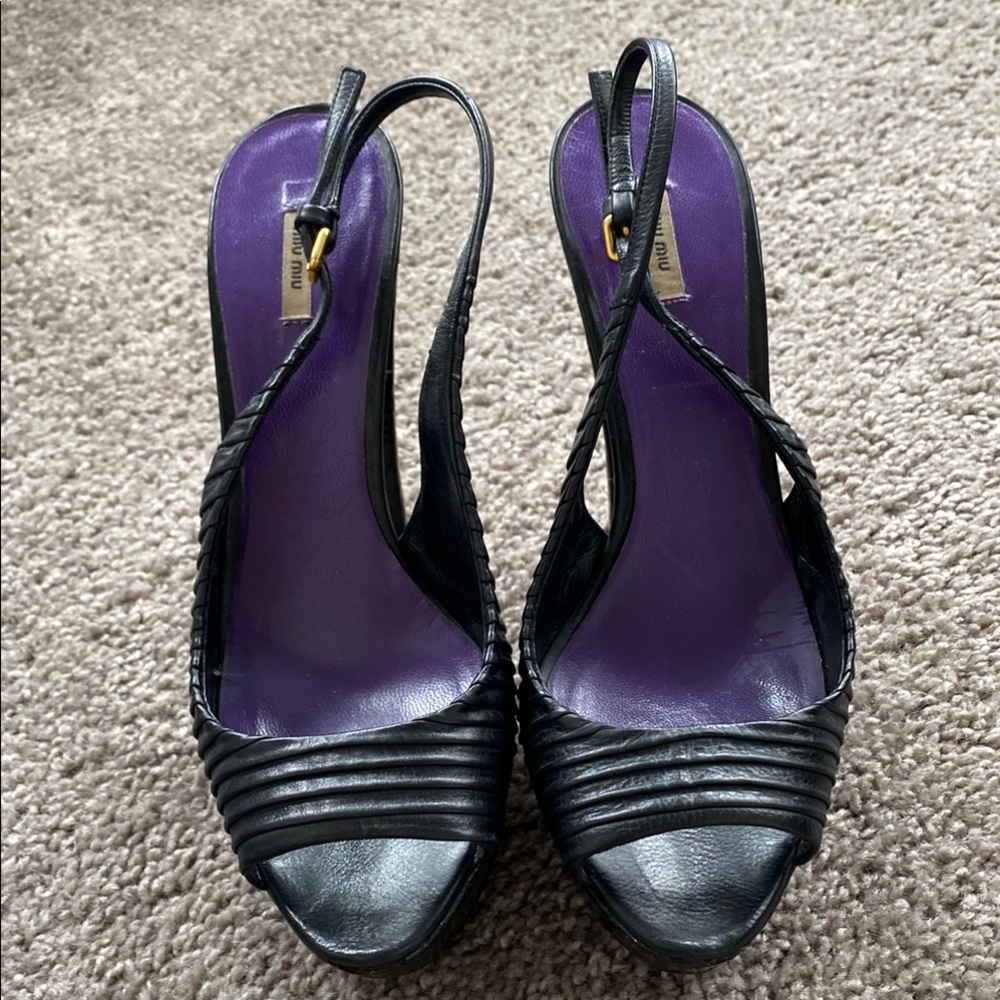 Miu Miu Black Slingback Women's Shoes